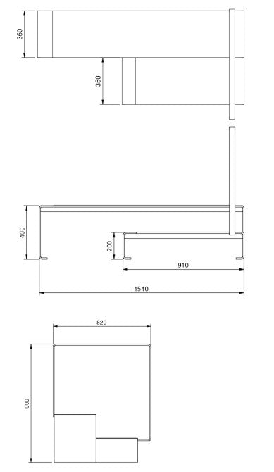 Golf Viktor stalen design step met 2 treden en leuning/handdoekenrek